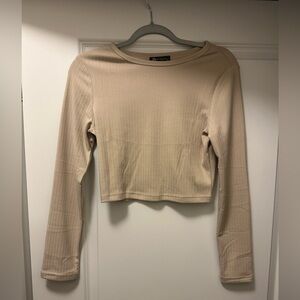 Women's Beige Long Sleeve Top